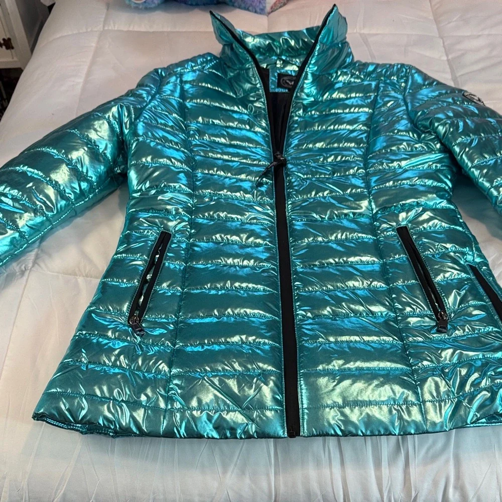 White Mark Metallic Teal Jacket - Picture 1 of 3
